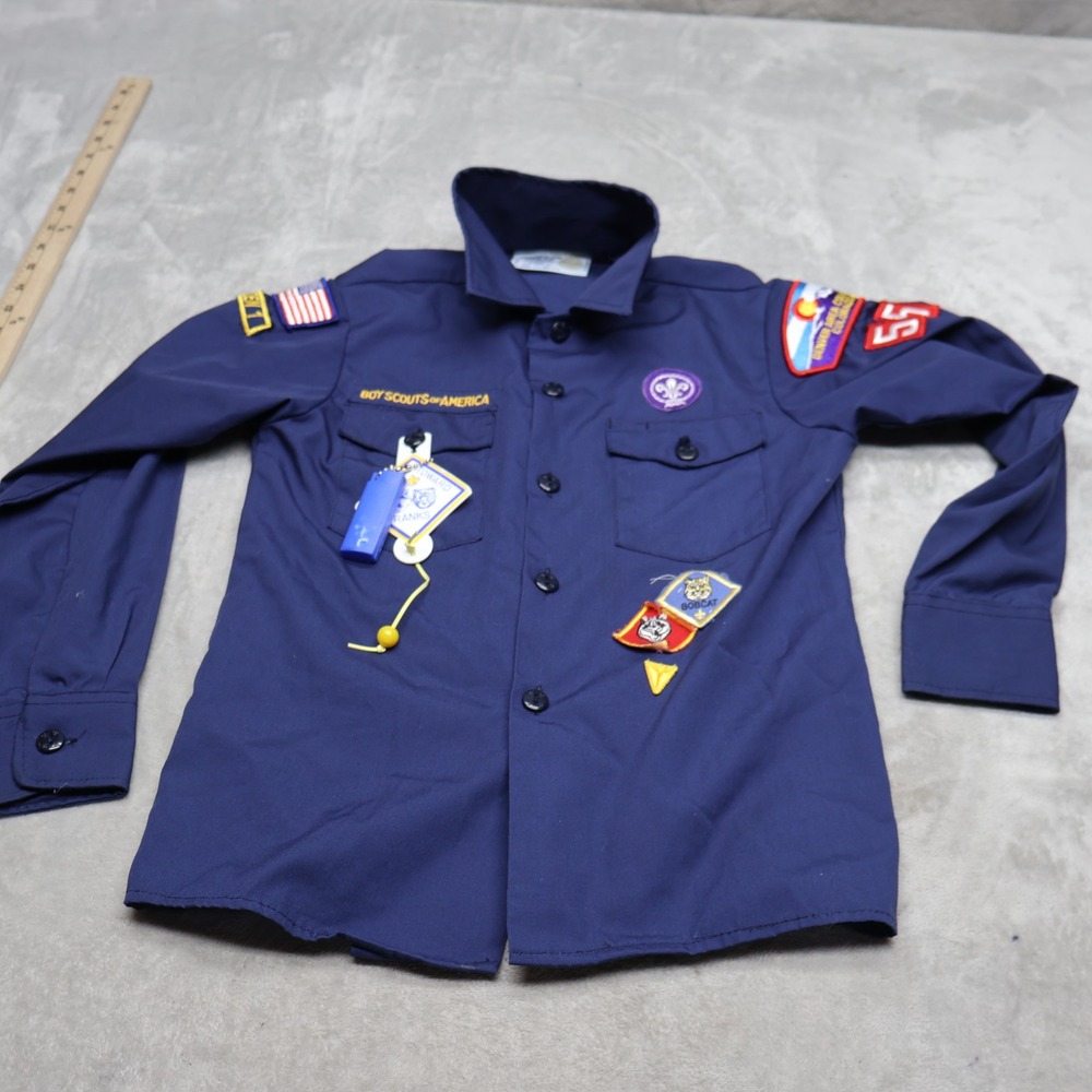 Boy Scouts of America Shirt Youth Medium 10-12 Blue Patch Scouting USA Made NEW